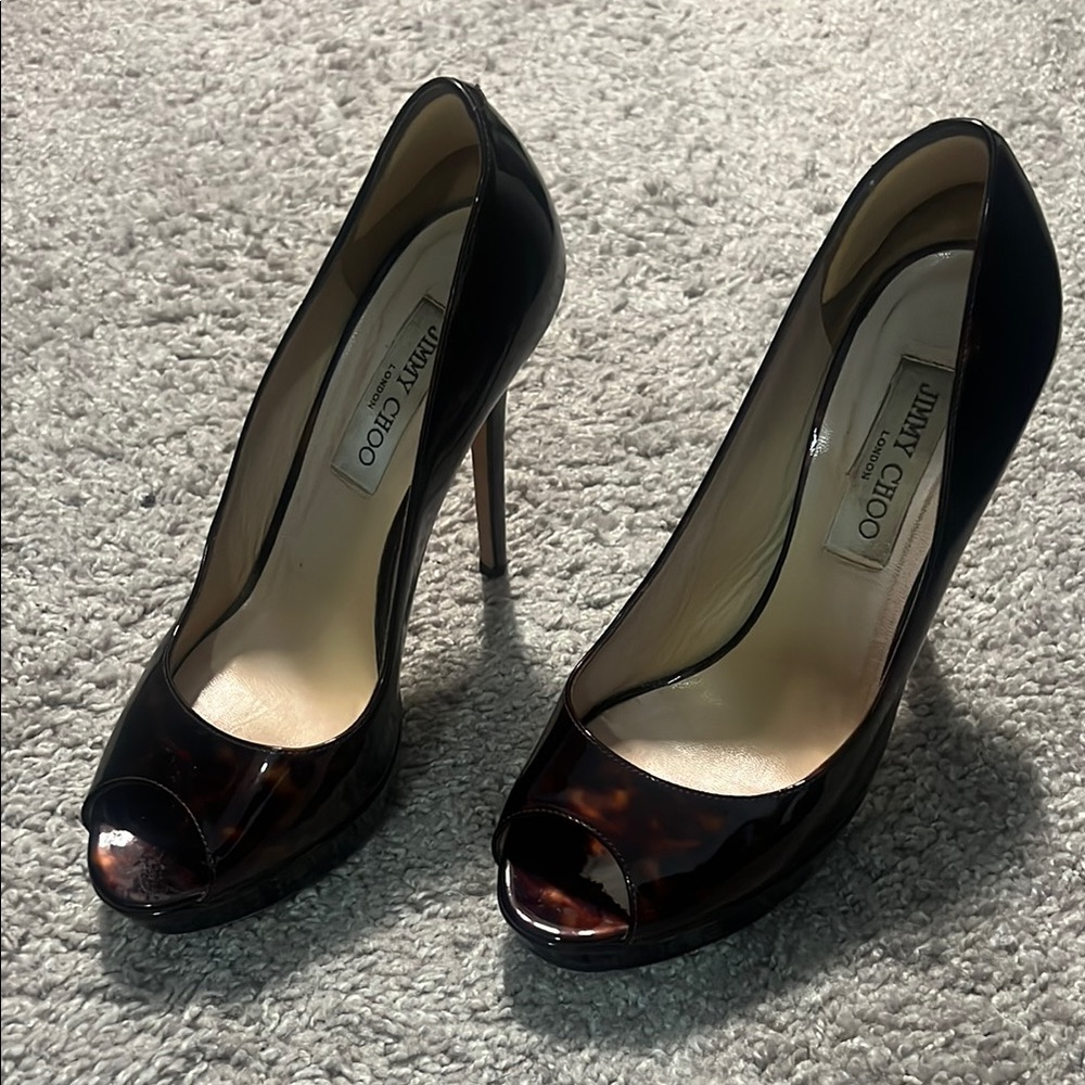 Jimmy Choo Black Peep Toe Heels